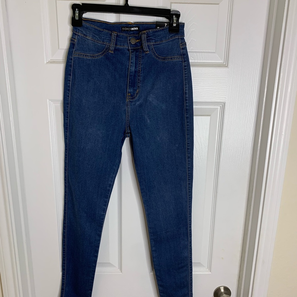 Fashion Nova High-Waist Skinny Jeans - Dark Blue